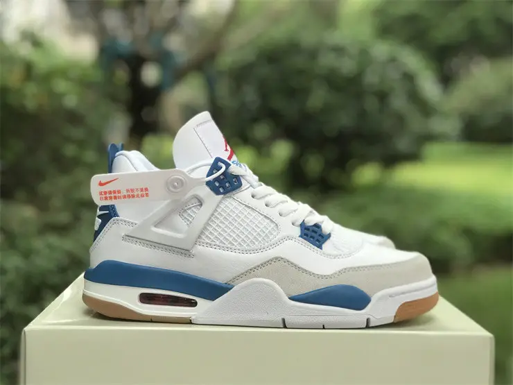 Authentic Nike SB x Air Jordan 4 White Blue 