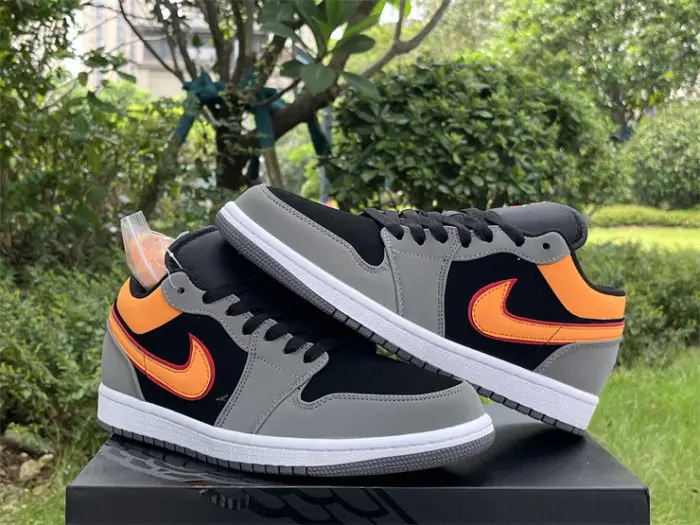 Authentic Air Jordan 1 Low Black Vivid Orange 