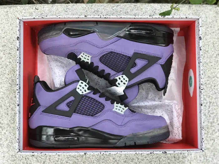 Authentic Travis Scott x Air Jordan 4 Retro Purple Custom 