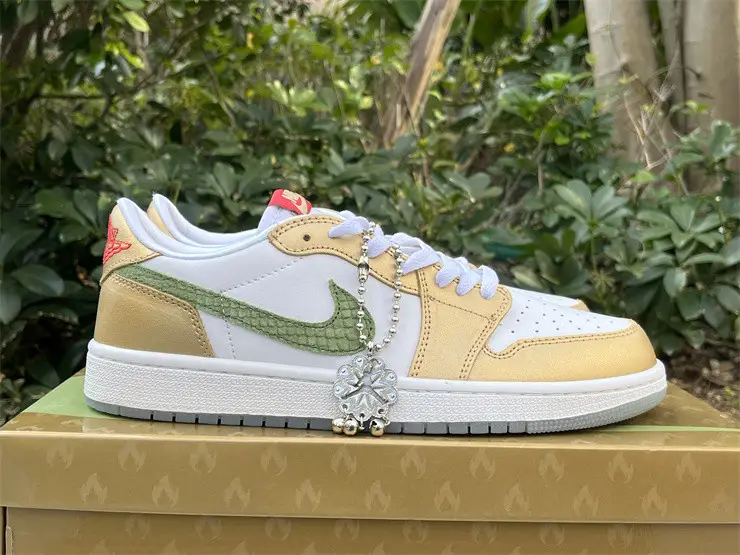 Authentic Air Jordan 1 Low SE “Chinese New Year” White Gold 