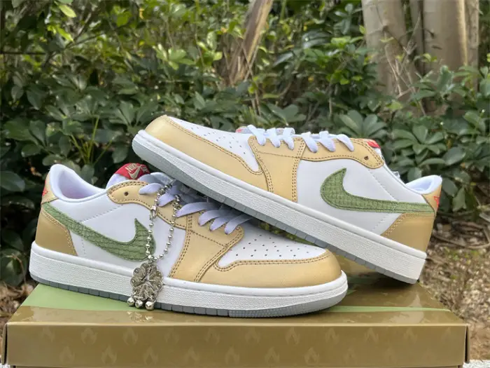 Authentic Air Jordan 1 Low SE “Chinese New Year” White Gold 