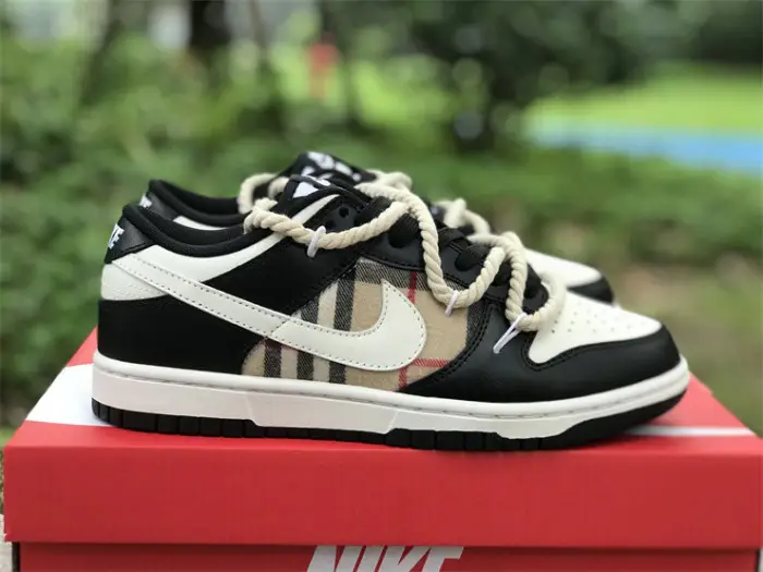 Authentic Nike Dunk Low Custom Black Burberry 
