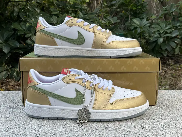 Authentic Air Jordan 1 Low SE “Chinese New Year” White Gold 
