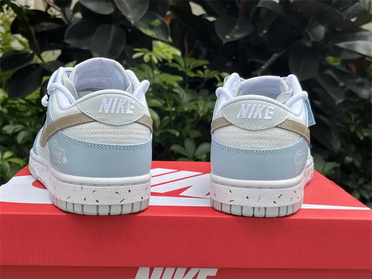 Authentic Nike Dunk Pure Platinum” Custom Blue White Bear 