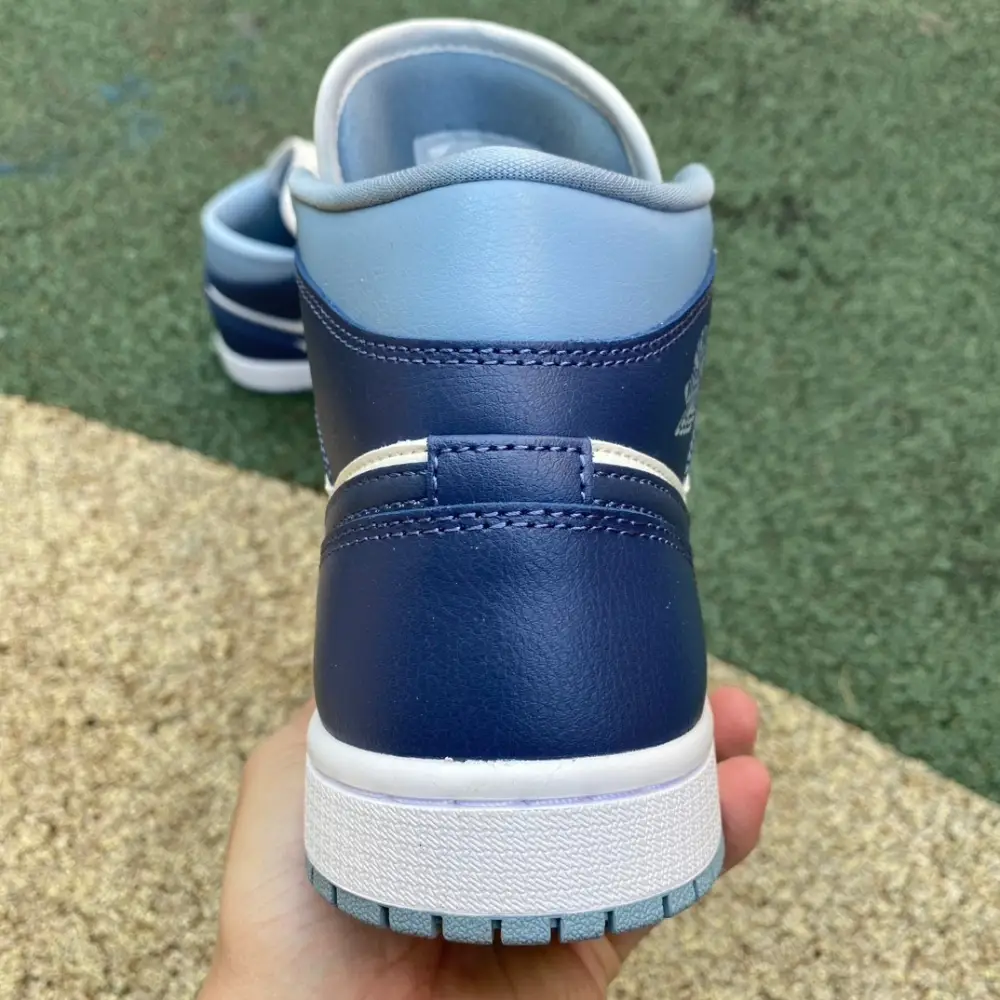 Authentic Air Jordan 1 Mid Two Tone Blue Women 