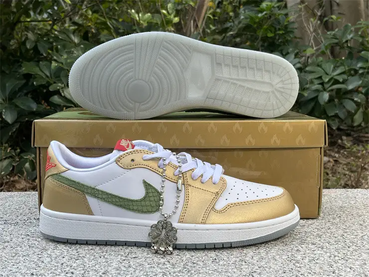 Authentic Air Jordan 1 Low SE “Chinese New Year” White Gold 