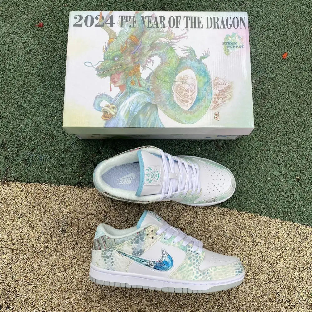 Authentic Nike Dunk Low CNY White Green 