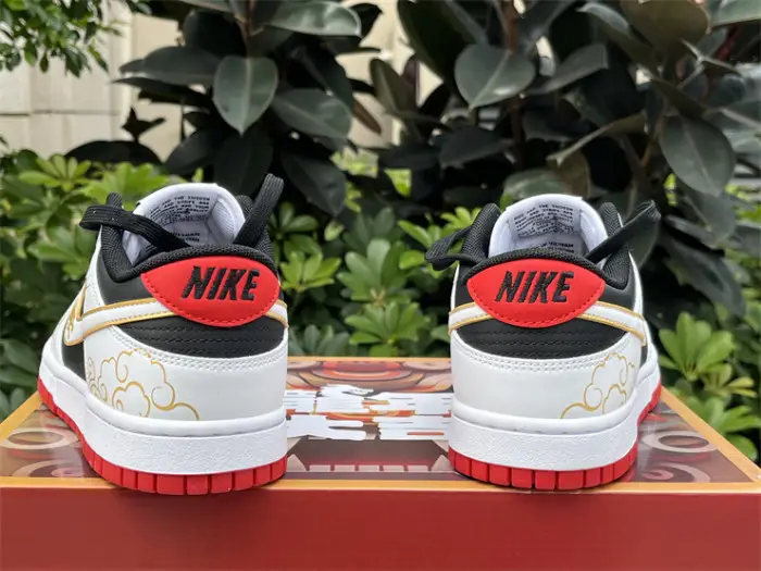 Authentic Nike Dunk Low White Black Red 