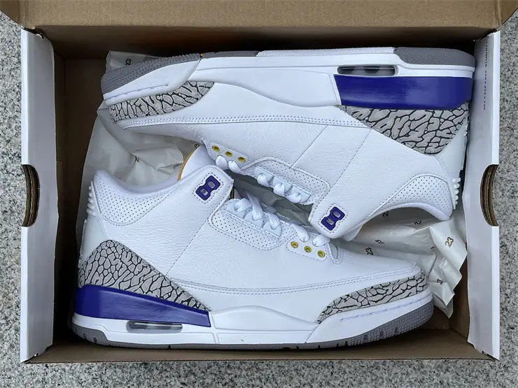 Authentic Air Jordan 3 White Purple 