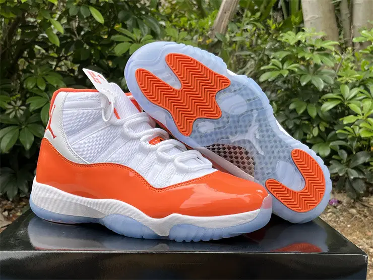 Authentic Air Jordan 11 White Orange 