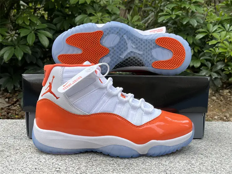 Authentic Air Jordan 11 White Orange 