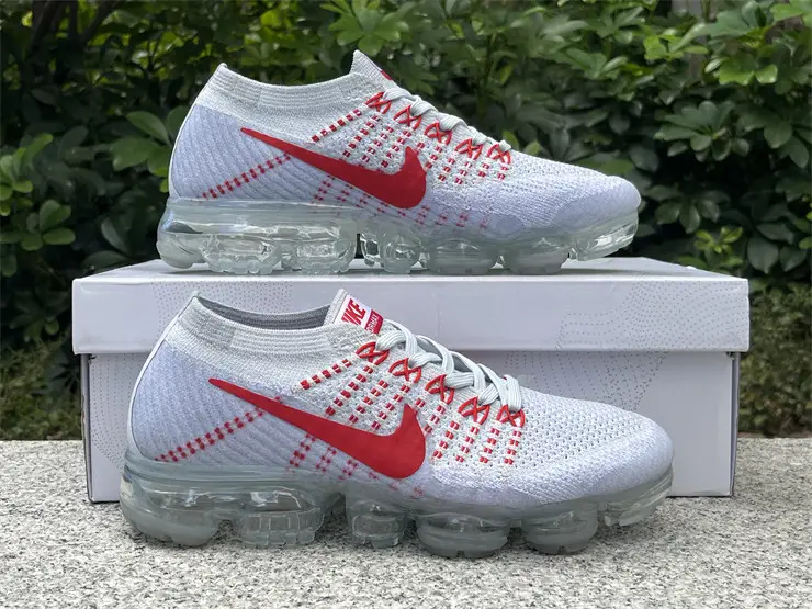 Authentic Nike Air VaporMax OG Pure Platinum University Red 