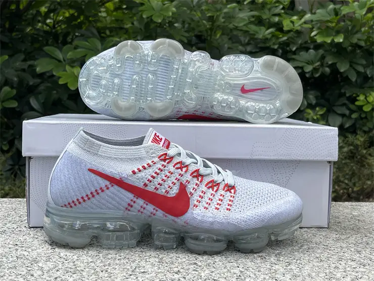 Authentic Nike Air VaporMax OG Pure Platinum University Red 