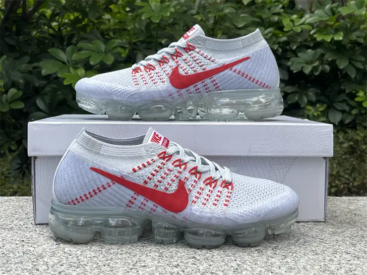 Authentic Nike Air VaporMax OG Pure Platinum University Red 