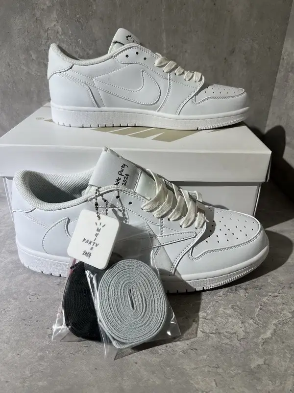 Authentic Travis Scott x Air Jordan 1 Low Triple White 