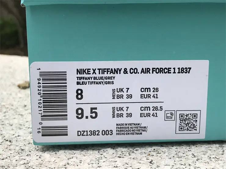Nike x Tiffany & Co. Air Force 1 1837 DZ1382-003 