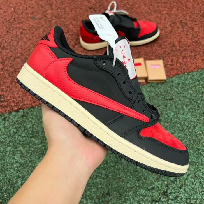 Authentic Travis Scott x Air Jordan 1 Low OG Black Red BFCAC901