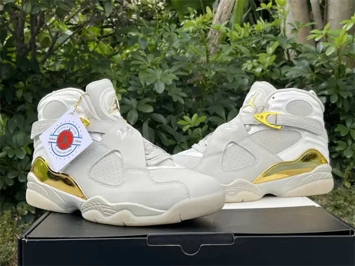 Authentic Air Jordan 8 Retro Champagne Gold White EABA868