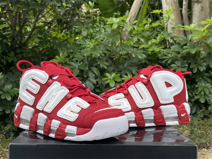 Authentic Supreme x Nike Air More Uptempo Red 