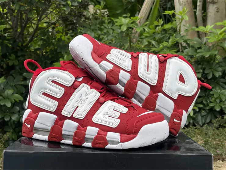 Authentic Supreme x Nike Air More Uptempo Red 