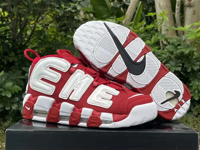 Authentic Supreme x Nike Air More Uptempo Red 