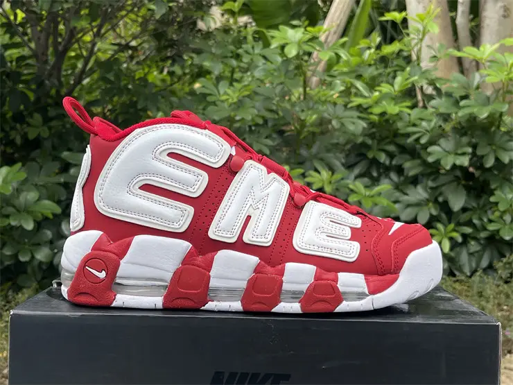 Authentic Supreme x Nike Air More Uptempo Red 