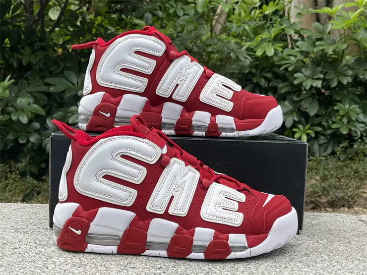 Authentic Supreme x Nike Air More Uptempo Red 