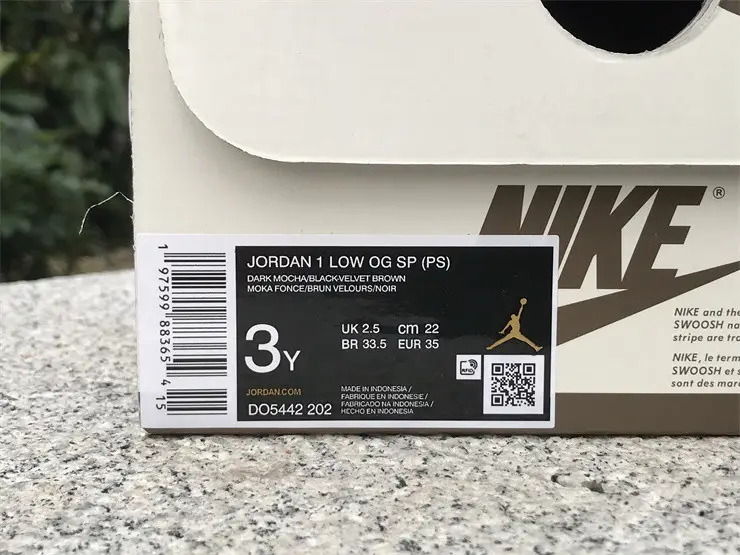 Authentic Travis Scott x Air Jordan 1 Low OG “Velvet Brown” Kids 