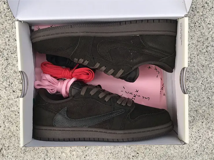 Authentic Travis Scott x Air Jordan 1 Low OG “Velvet Brown” Kids 