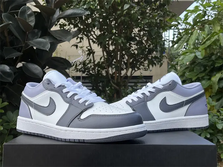 Authentic Air Jordan 1 Low White Purple 