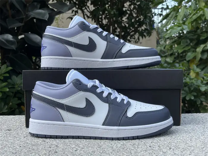 Authentic Air Jordan 1 Low White Purple 