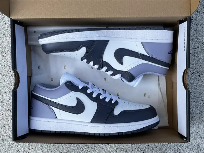 Authentic Air Jordan 1 Low White Purple 