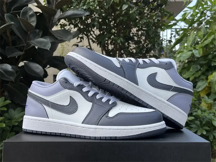 Authentic Air Jordan 1 Low White Purple 