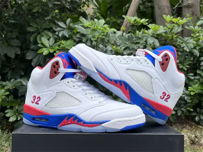 Authentic Air Jordan 5 White Blue Red CFDE2687