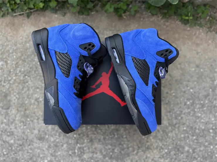 Authentic Air Jordan 5 Retro Blue Suede 