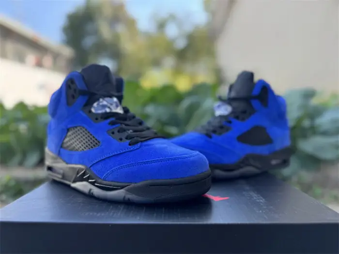 Authentic Air Jordan 5 Retro Blue Suede 