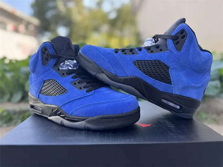 Authentic Air Jordan 5 Retro Blue Suede 