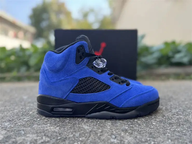 Authentic Air Jordan 5 Retro Blue Suede 