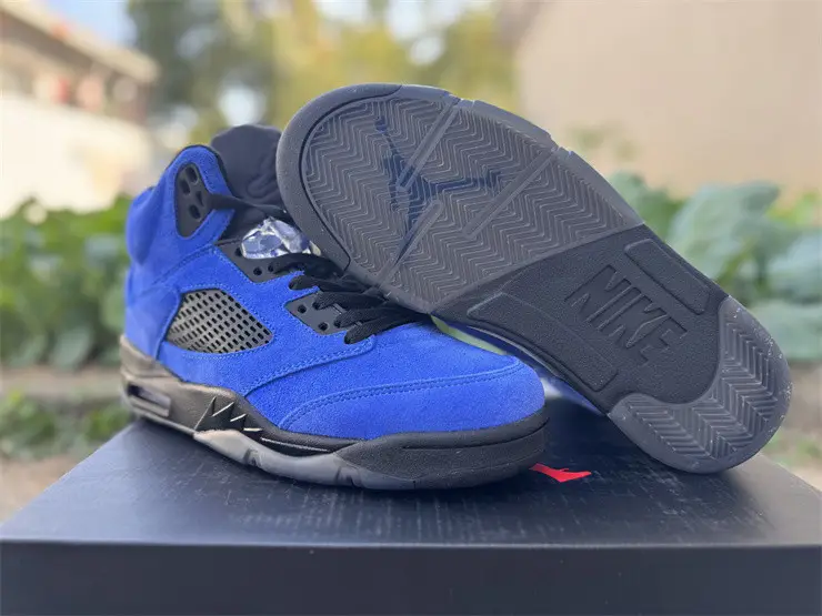 Authentic Air Jordan 5 Retro Blue Suede 