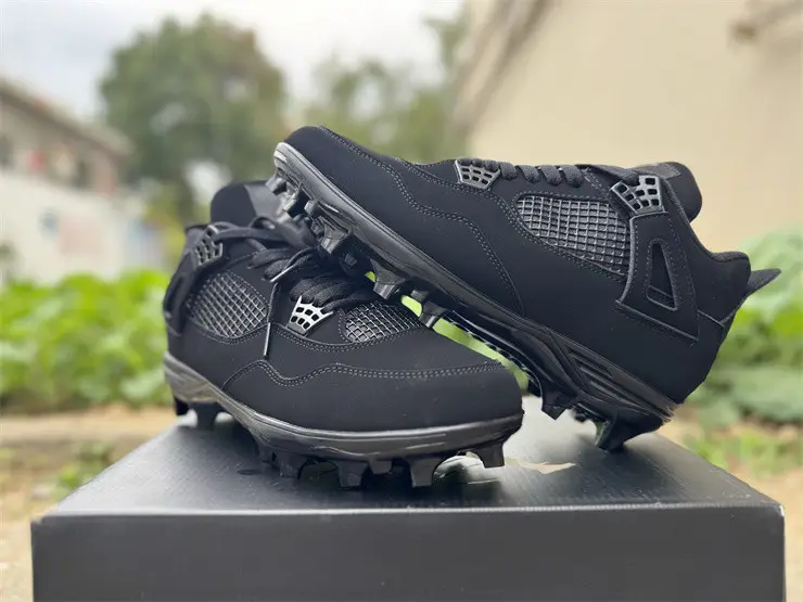 Authentic Air Jordan 4 Retro Golf 'Black Cat' Cleats 