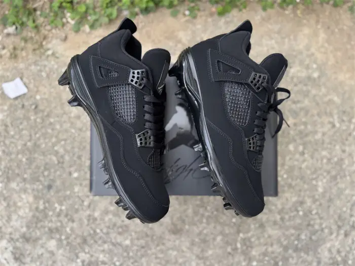 Authentic Air Jordan 4 Retro Golf 'Black Cat' Cleats 