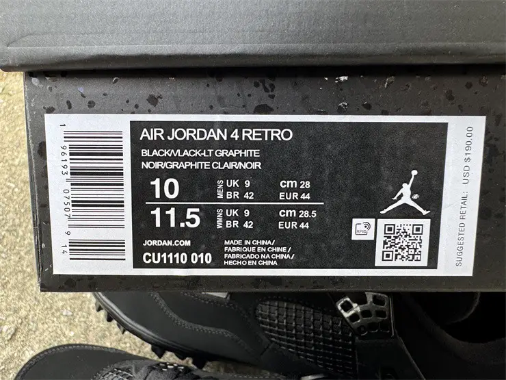 Authentic Air Jordan 4 Retro Golf 'Black Cat' Cleats 