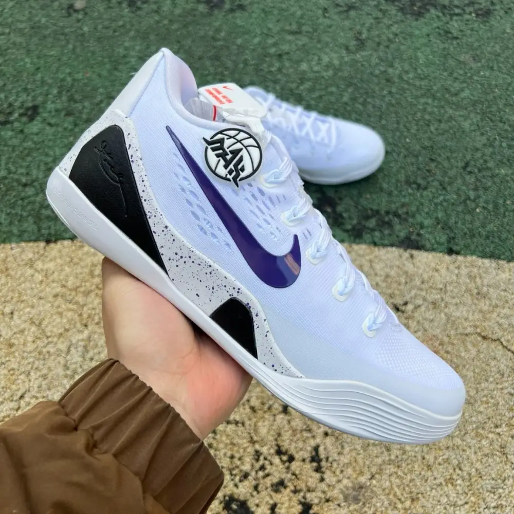 Authentic Nike Kobe 9 Elite Low EM Protro White Court Purple 