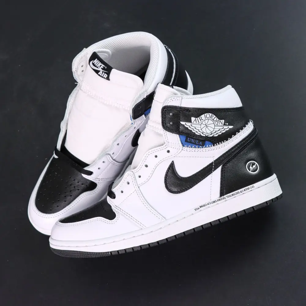 Authentic  fragment x Union LA x Air Jordan 1 High White Black 