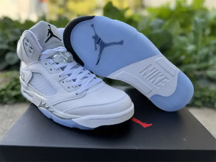 Authentic Air Jordan 5  White Metallic  GS FABC388