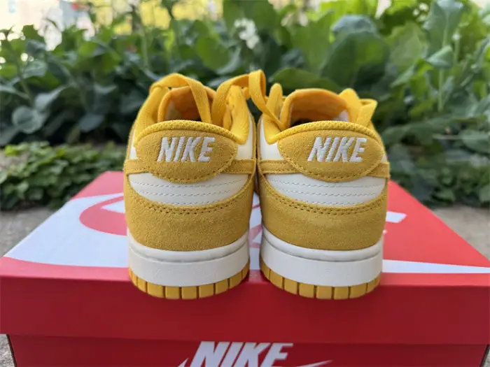 Authentic Nike Dunk Low Dark Sulfur Gold Mini Swoosh 