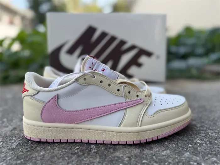 Authentic Travis Scott x Air Jordan 1 Low OG Muslin Shy Pink 