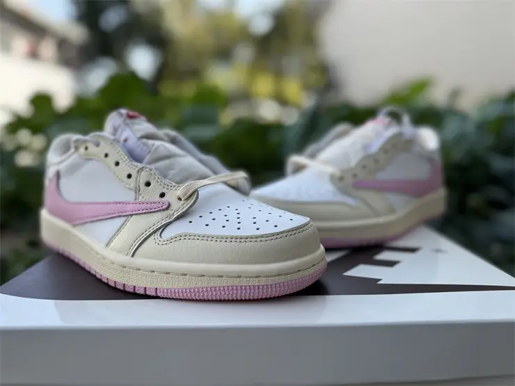 Authentic Travis Scott x Air Jordan 1 Low OG Muslin Shy Pink 