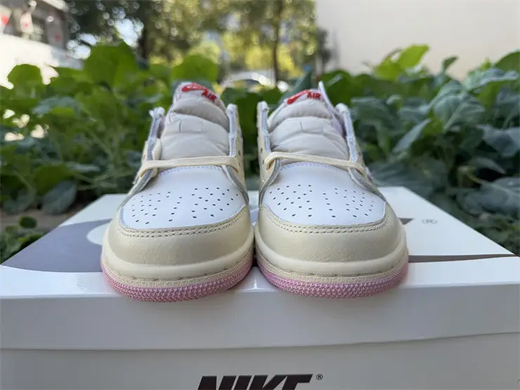 Authentic Travis Scott x Air Jordan 1 Low OG Muslin Shy Pink 