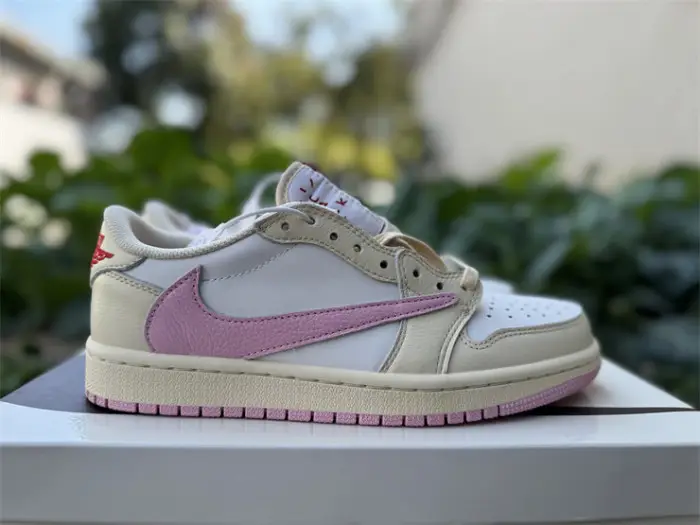 Authentic Travis Scott x Air Jordan 1 Low OG Muslin Shy Pink 